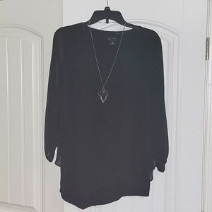 AB Studio long sleeve blouse with necklace